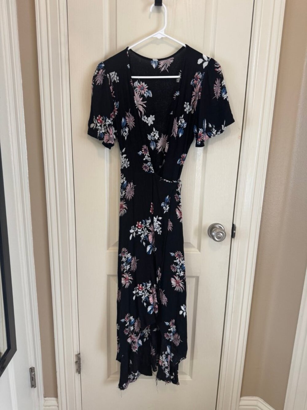 Cotton Candy LA Black Floral Wrap Maxi Dress S